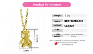 Detailed specs of the gold bear pendant with measurements 13x8mm and 3.2g weight