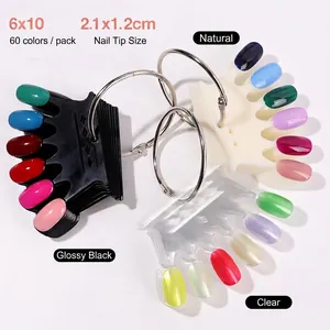 Nail art color swatches in black, natural and clear plastic for polish display