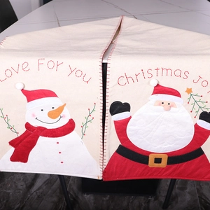 Christmas Table Runner Santa Claus Snowman Embroidery Cloth Festive Dining Table Decor Red White Elegant Holiday Ornament