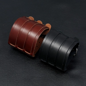 Men's retro leather motorcycle wristbands in black and brown with metal buckles