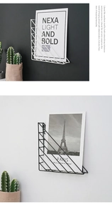Nordic iron wall mounted magazine rack minimalist metal book storage shelf for office home decor