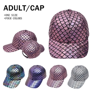 Holographic Baseball Cap Laser Metallic Fish Scale Pattern Adjustable Peaked Hat Hip Hop Streetwear For Adult Unisex