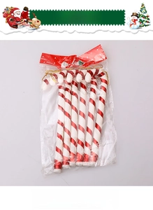 Christmas Candy Cane set of 6 in red and white stripe patterns for tree decoration