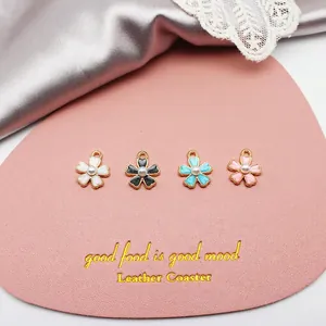 Five-Petal Flower Charms Alloy Enamel Drip With Faux Artificial Pearl For Jewelry Making DIY Earrings Necklace Bracelet Accessory Floral Design