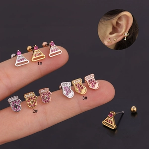 Clous D'oreille De Piercing Mini Chapeau Gant Chaussette Avec Zircon Tige À Vis En Acier Inoxydable Bijoux De Mode Femmes