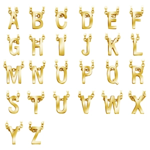 Gold stainless steel initial alphabet necklaces set for women with 26 letters pendants