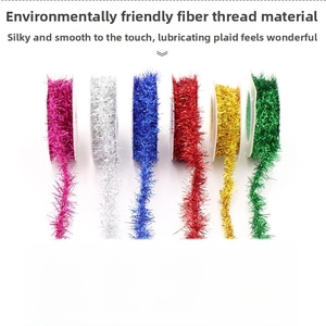 Detailed view of 3M glitter tinsel ribbons in six vibrant colors for festive DIY crafts