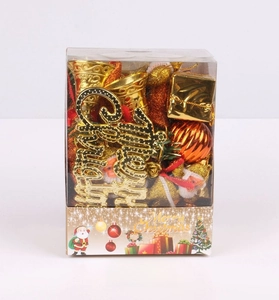 Bronze style Christmas tree ornaments set including golden Merry Christmas sign and bells