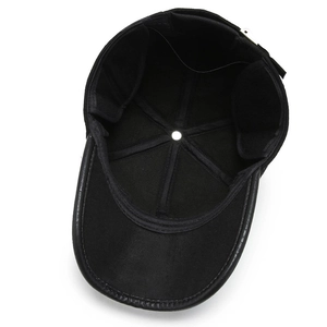 Mens winter baseball cap with thick thermal earflaps and leather trimmed brim