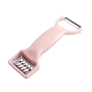Pink 2-in-1 multi-functional vegetable peeler and grater for home kitchen use