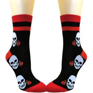 Chaussettes Mi-Mollet Imprimé Crâne Rose Mélange Coton Respirant Gothique Punk Halloween Mode Pour Hommes Femmes