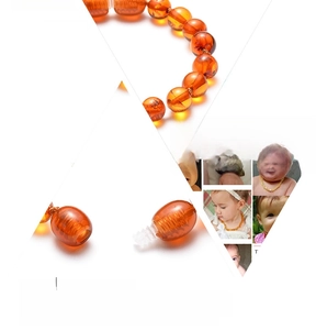 Detail of safety screw clasp and hand-knotted Baltic amber beads for baby bracelet