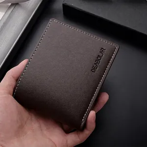 Portafoglio Uomo Bifold Pelle PU Sottile Business Casual Corto Borsellino Con Slot Per Carte E Finestra ID