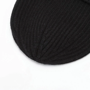 Classic black knitted beanie with ribbed wool texture and premium crown stitching