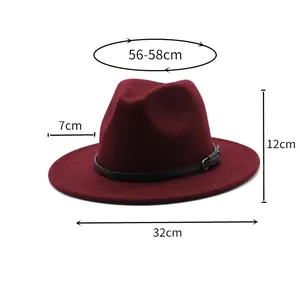 Guide des tailles pour chapeau en laine montrant 56-58cm de tour et 7cm de bord