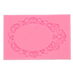 Stampo in silicone rosa con cornice in pizzo europeo per decorazione di torte