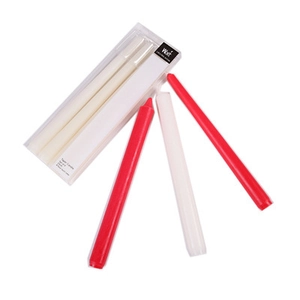 Classic 25cm taper candle set of 4 in red and white for weddings and dinner decor