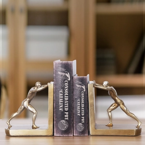 Nordic creative golden bookends featuring athletic figures for home and office decor