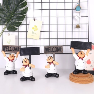 Vierer-Set Vintage-Harz-Küchenchefs mit Welcome-Schild für Restaurant und Heimdekoration