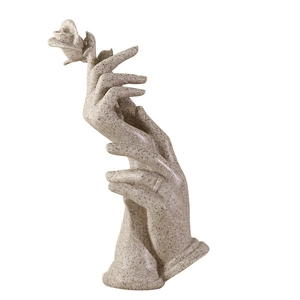 Nordic light luxury resin hand holding rose flower sculpture decor for home