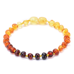 Bracciale in ambra naturale baltica per bambini con perle tonde sfumate colorate