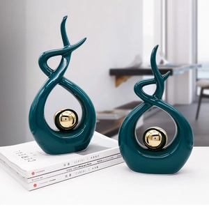 Abstrakte Keramikskulptur Moderne Hohle Kunstfigur Metallkugel Heimdekoration Wohnzimmer Büro Luxus Nordischer Stil