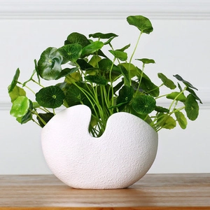 Eggshell Ceramic Vase Creative White Matte Flower Pot Nordic Style Modern Desktop Decoration For Home Office