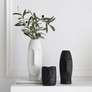 Abstract Face Ceramic Vase Modern Nordic Sculptural Human Face Flower Pot Matte Minimalist Home Office Decor Ornaments