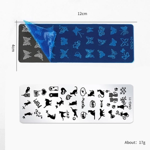 Rectangle stainless steel nail art plates with butterfly and graffiti patterns