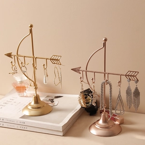 European cupid arrow jewelry organizer stand in gold and rose gold metal finishes