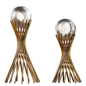 Modern Nordic luxury crystal ball ornaments with gold metal base for home decor