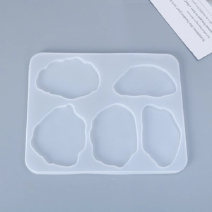 Detail view of 5-piece irregular silicone coaster molds for DIY resin casting projects