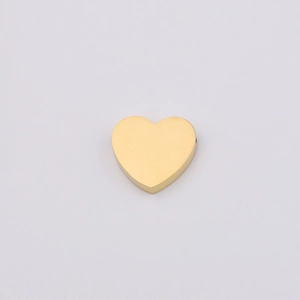 Polished gold stainless steel heart shaped bead with small hole for DIY jewelry making
