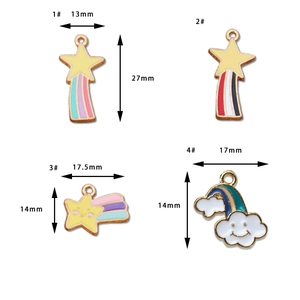 DIY colorful enamel shooting star and rainbow charms with gold alloy edging and smiley faces