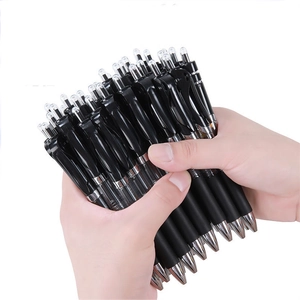 Bulk pack of 0.5mm black ink gel pens featuring a retractable bullet tip design