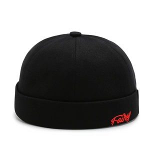 Vintage Docker Hat Brimless Cap Cotton Twill Adjustable Sailor Landlord Hat Fairy Letter Embroidery Hip Hop Streetwear Unisex