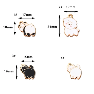DIY gold alloy enamel pendants featuring cartoon panda, dog and cats for jewelry making