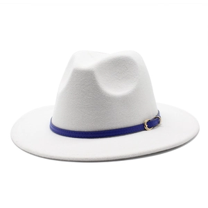Vintage Wool Felt Fedora Hat Wide Brim Jazz Cap With Belt Band And Gold Buckle For Men Women British Style