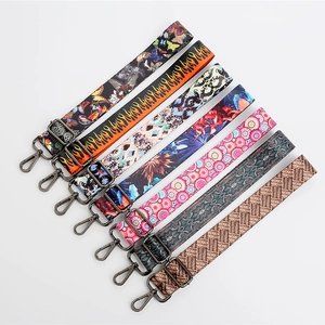 Ethnic style colorful woven replacement shoulder straps for crossbody bags with metal hooks