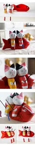 Nordic hand-painted wooden cat fishing figurines set for home decor accessories