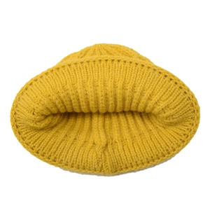 Kids bright yellow knit beanie hat with warm thick texture and minimalist design