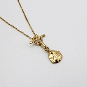 925 Sterling Silver Necklace With Irregular Hammered Coin Pendant Minimalist Chic Toggle Clasp Jewelry For Women