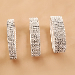 Sparkling silver crystal multi-layer stretch bracelet set with 3 to 5 rows of rhinestones