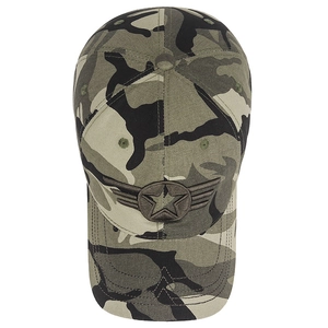 Jungle camouflage cotton baseball cap with five-star wing embroidery for outdoor wear
