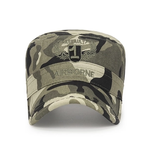 Unisex camouflage cotton cadet cap with assault airborne military style embroidery
