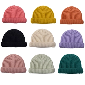 Kids Knitted Beanie Hat Ribbed Soft Warm Winter Cuffed Cap For Toddler Baby Boys Girls Solid Color