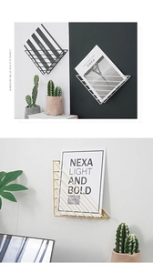 Nordic style iron wall mounted bookshelf minimalist magazine rack office wall storage shelf