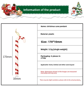 Detailed technical diagram of red and white striped plastic Christmas candy canes decorations