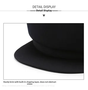 Detail of sturdy black visor with inner interlayer for fixed shape on elderly flat cap