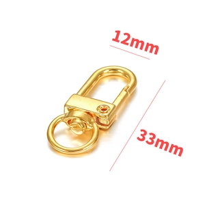 Chiusura a moschettone in metallo dorato 33mm con anello a D girevole per borse e portachiavi